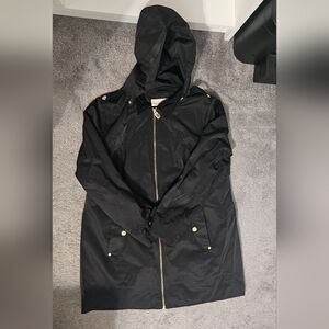 Michael Kors black hooded anorak or trench coat with gold-tone hardware Size XL